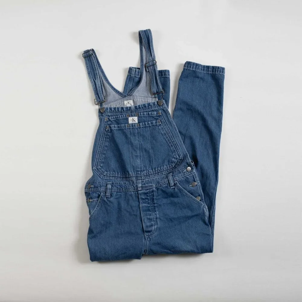 Calvin Klein Denim Overalls Pants tapered slim leg Size Small - Picture 5 of 12